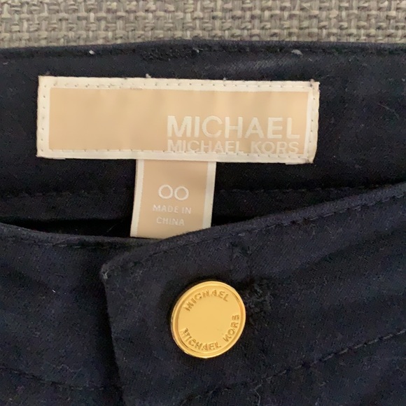 Michael Kors Navy Skinny Pants with Gold accent zippers - Picture 2 of 4